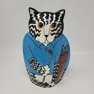 Golfer Tabby Cat Cats by Nina Blue Magpie Vase Nina Lyman Golf Lover Gift